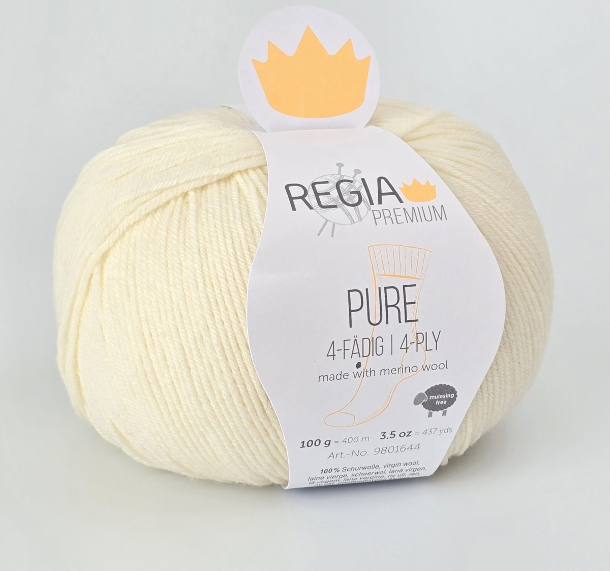 Regia Premium Pure merino zeķu dzija #00002 Cream - Image 1