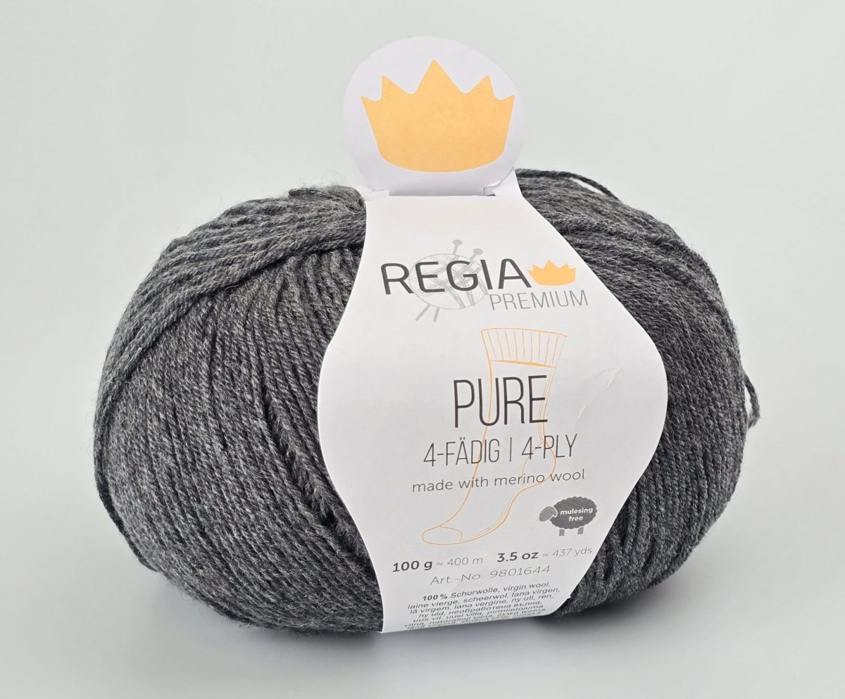 Regia Premium Pure merino zeķu dzija 91 Mid Grey Melange - Image 1